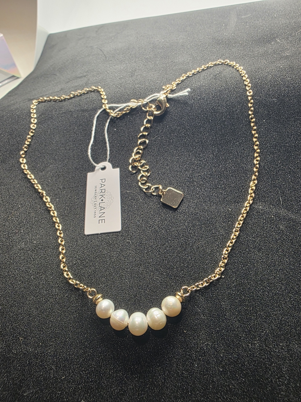 Park Lane Gold Chain Necklace with White Pearls